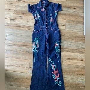 Y2K vintage rare neeso NJN juniors street wear denim jumpsuit size 5 hipster